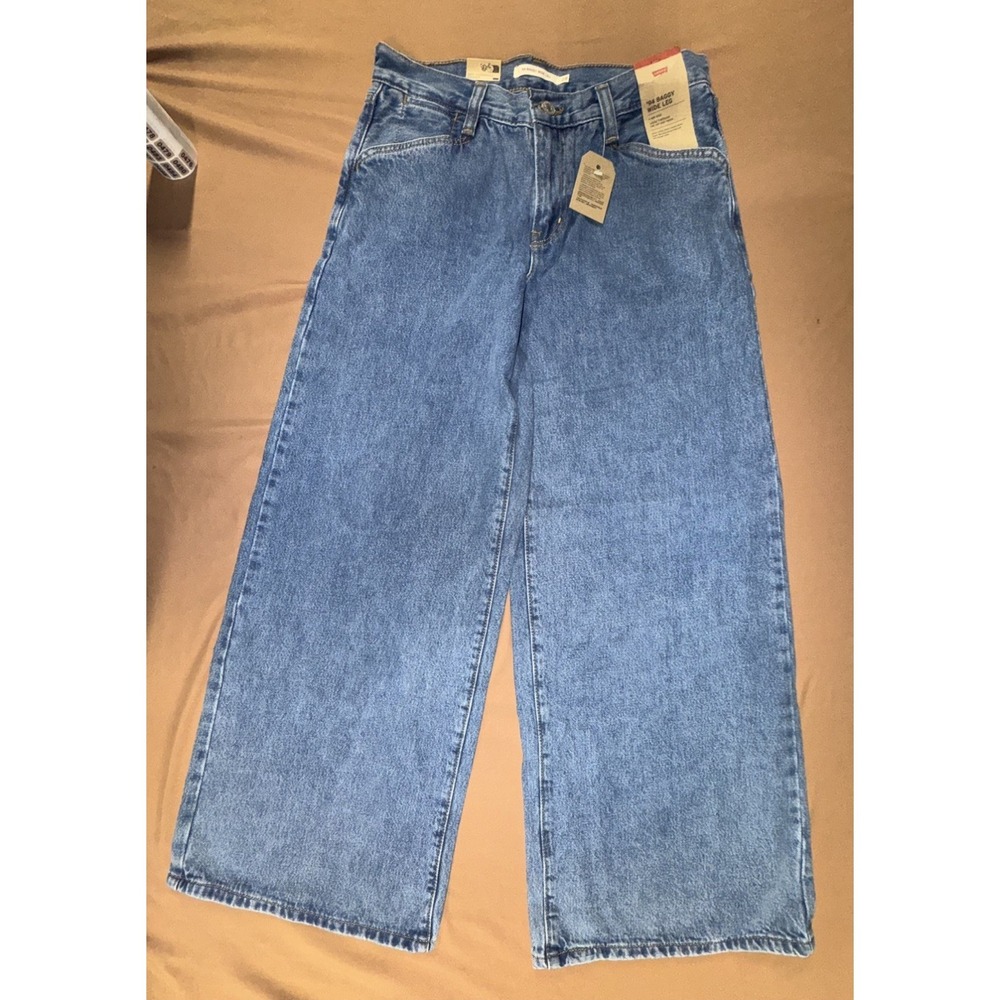 Levis '94 Baggy Wide Leg Jeans Womens 28x30 Blue Denim Loose Mid Rise Light Wash - Picture 2 of 9